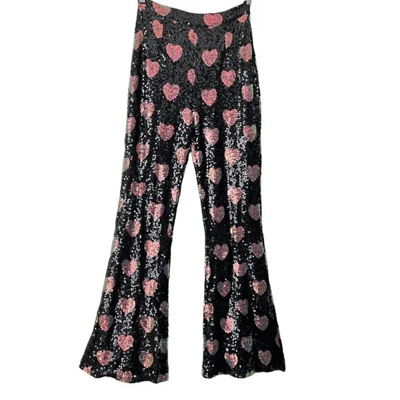 Nasty Gal Heart Sequin Wide Leg Pants 4 - Picture 3 of 8